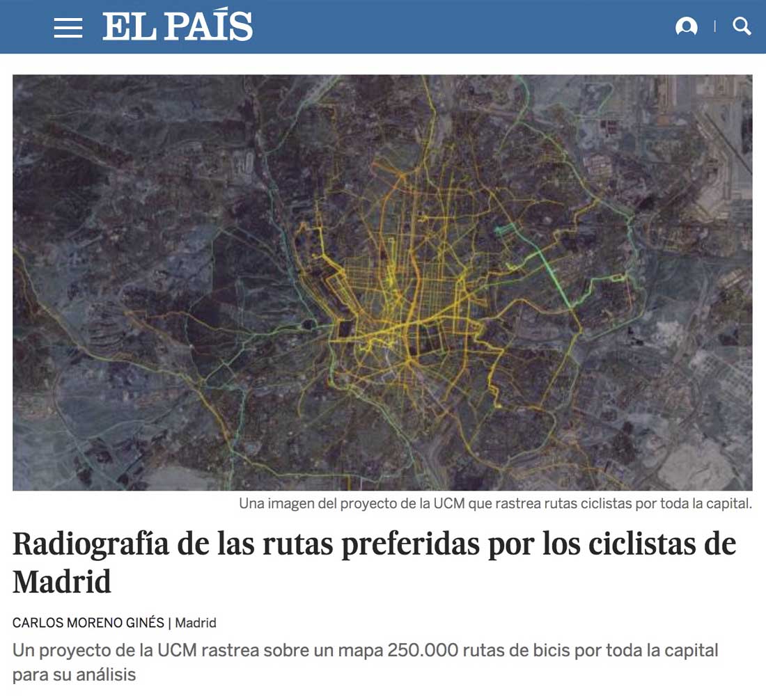El País publica la investigación sobre la Huella Ciclista de Madrid